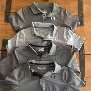 Lot of 4 Under Armour golf polos YXL ALL GREY